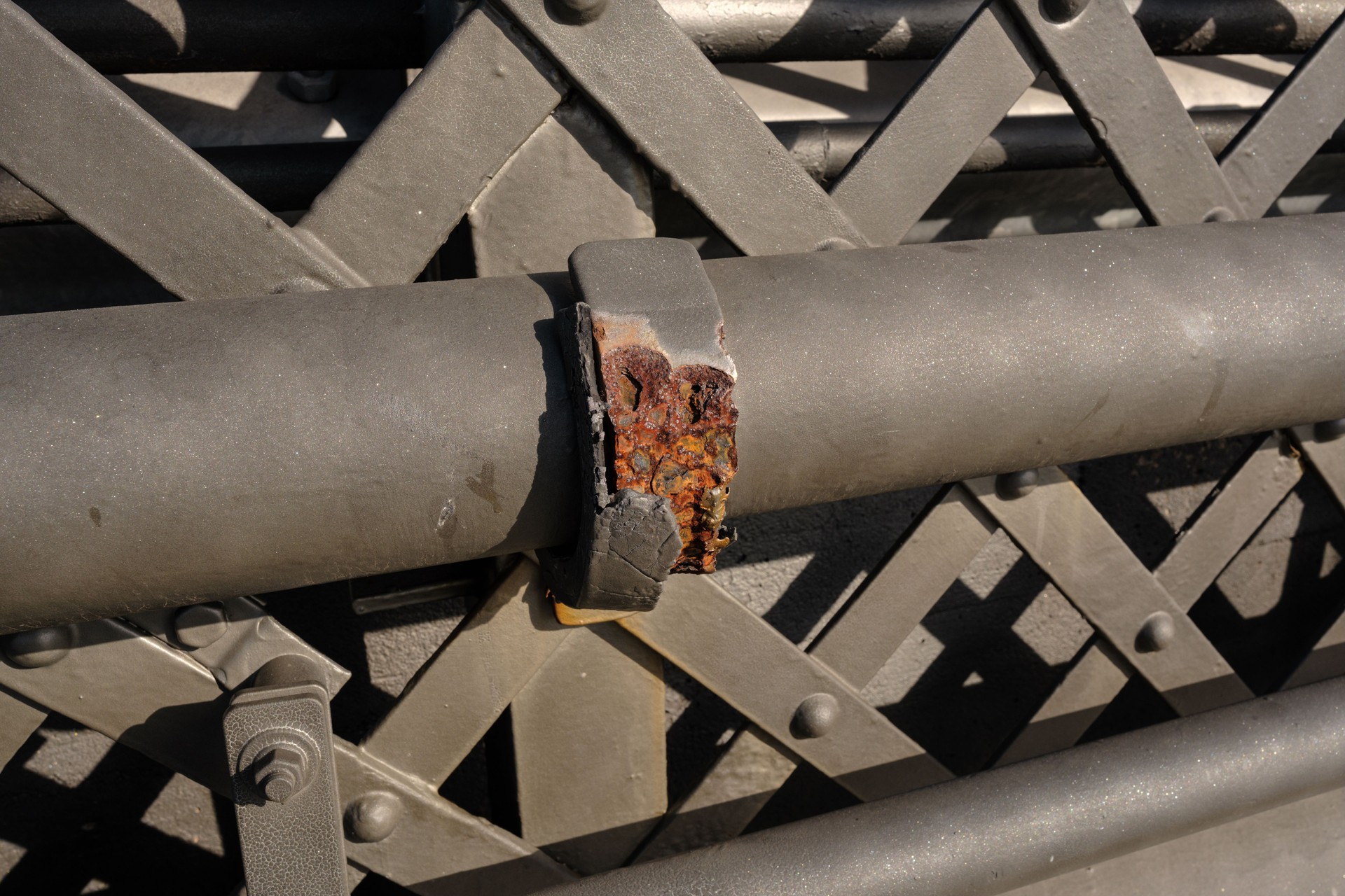 Rusting section of a metal pipe